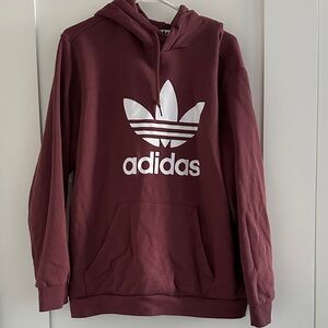 Original Adidas Men's Maroon Hoodie with White Logo